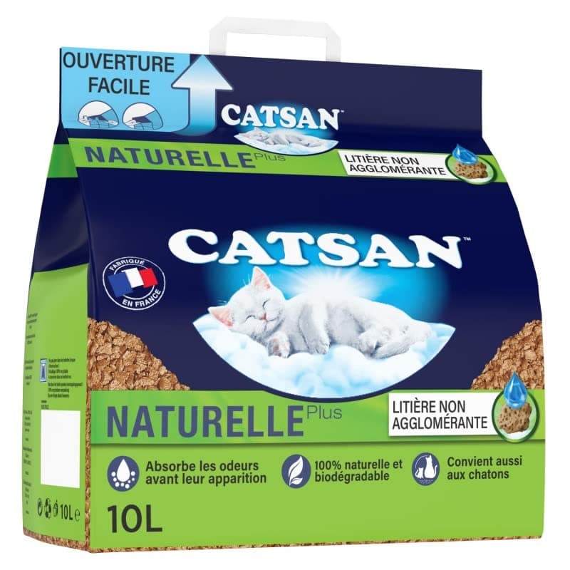Litière Naturelle Plus CATSN, 10L - Odor Control Naturel - Haute Absorption - Vendu par Unité