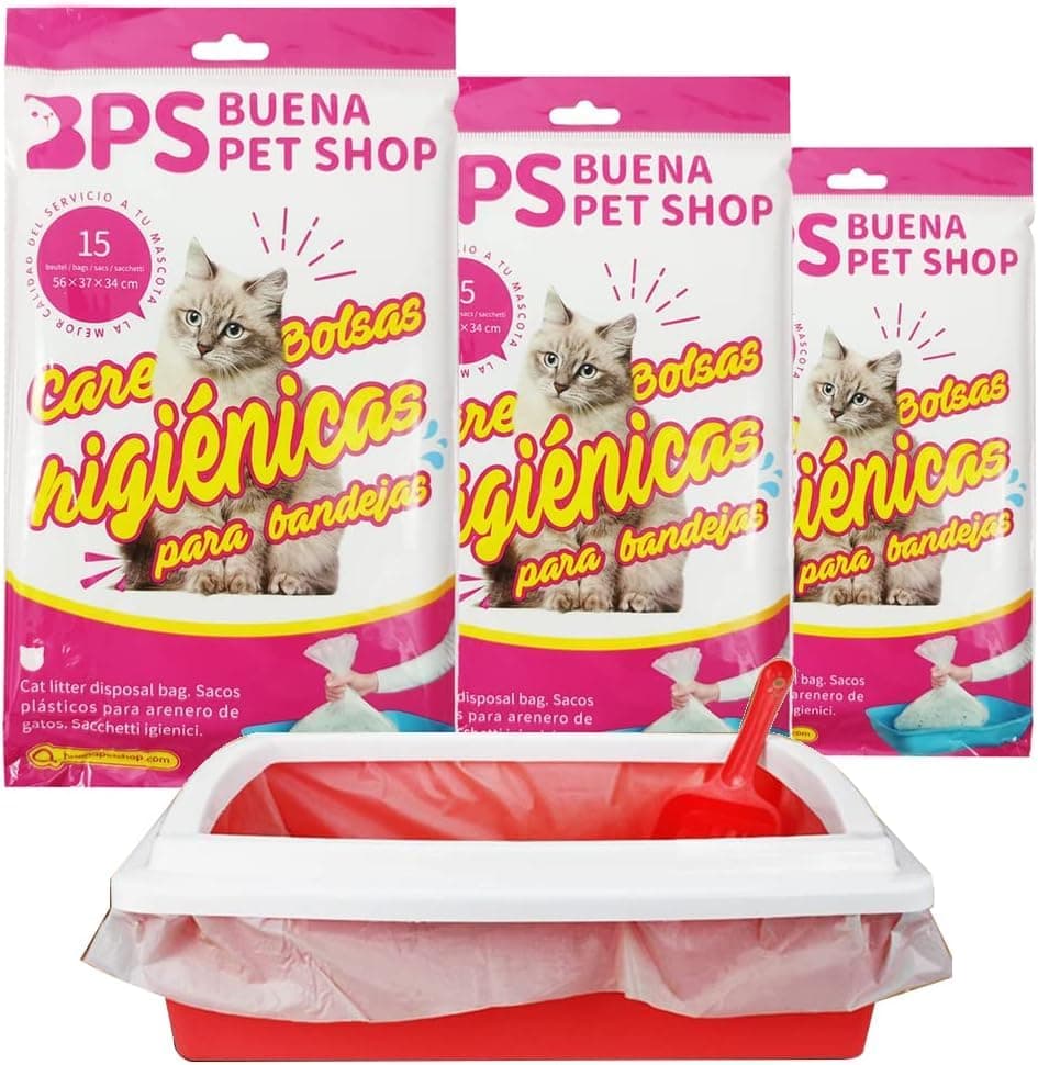 BPS BPS-5467 - Lot de 3 sacs de rechange pour litière_taille L - 45 sacs - convient aux chiots - jardinage et rangement