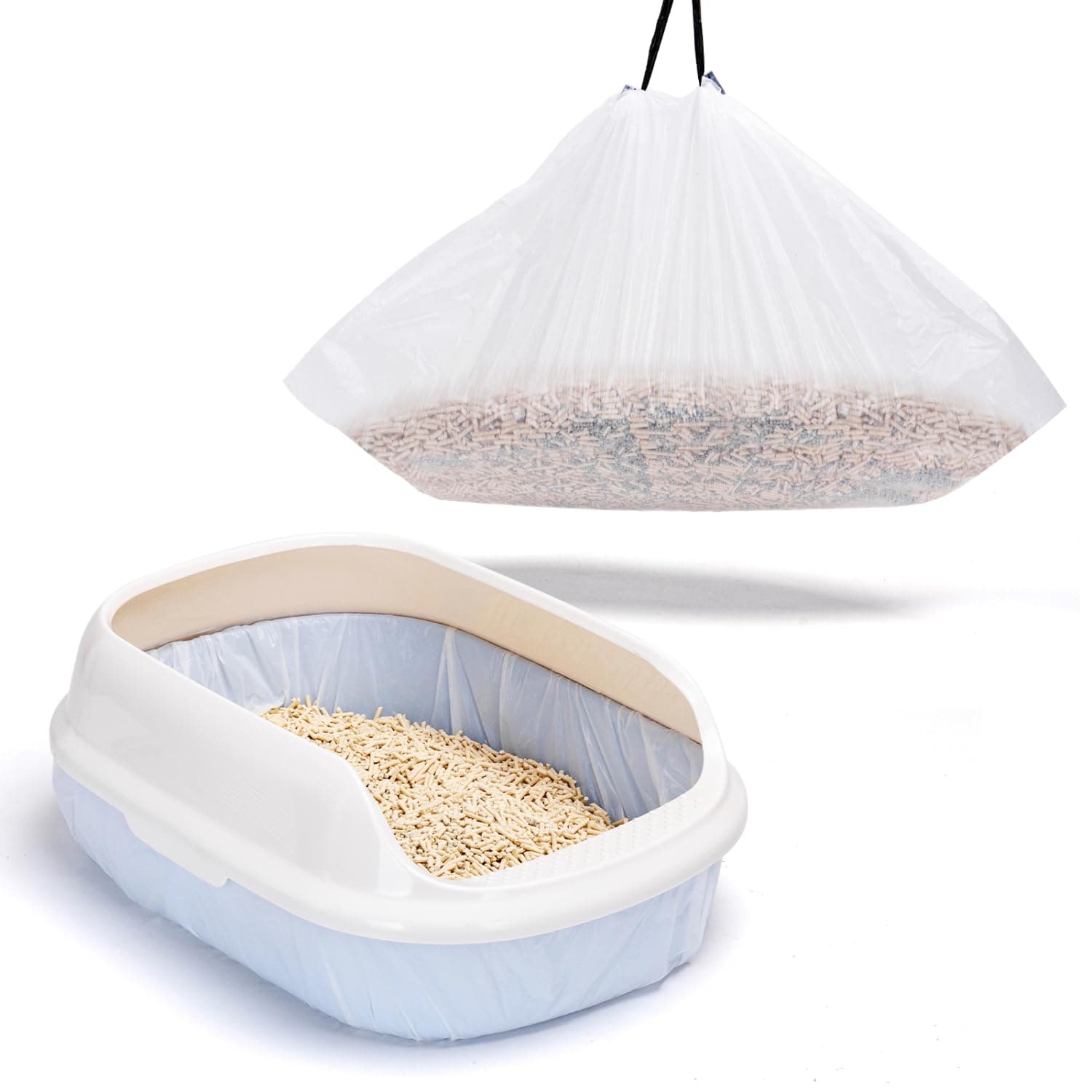 Nobleza Sacs Hygièniques Pour Litière Chat 79 * 45 cm avec Doublures Résistantes aux Griffures et Cordons de Serrage pou