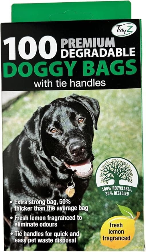 Tidyz sacs à déjections parfumées pour chien - 100, 200 ou 600 sacs - Noir - Éco-friendly et convenant aux chiensibilité