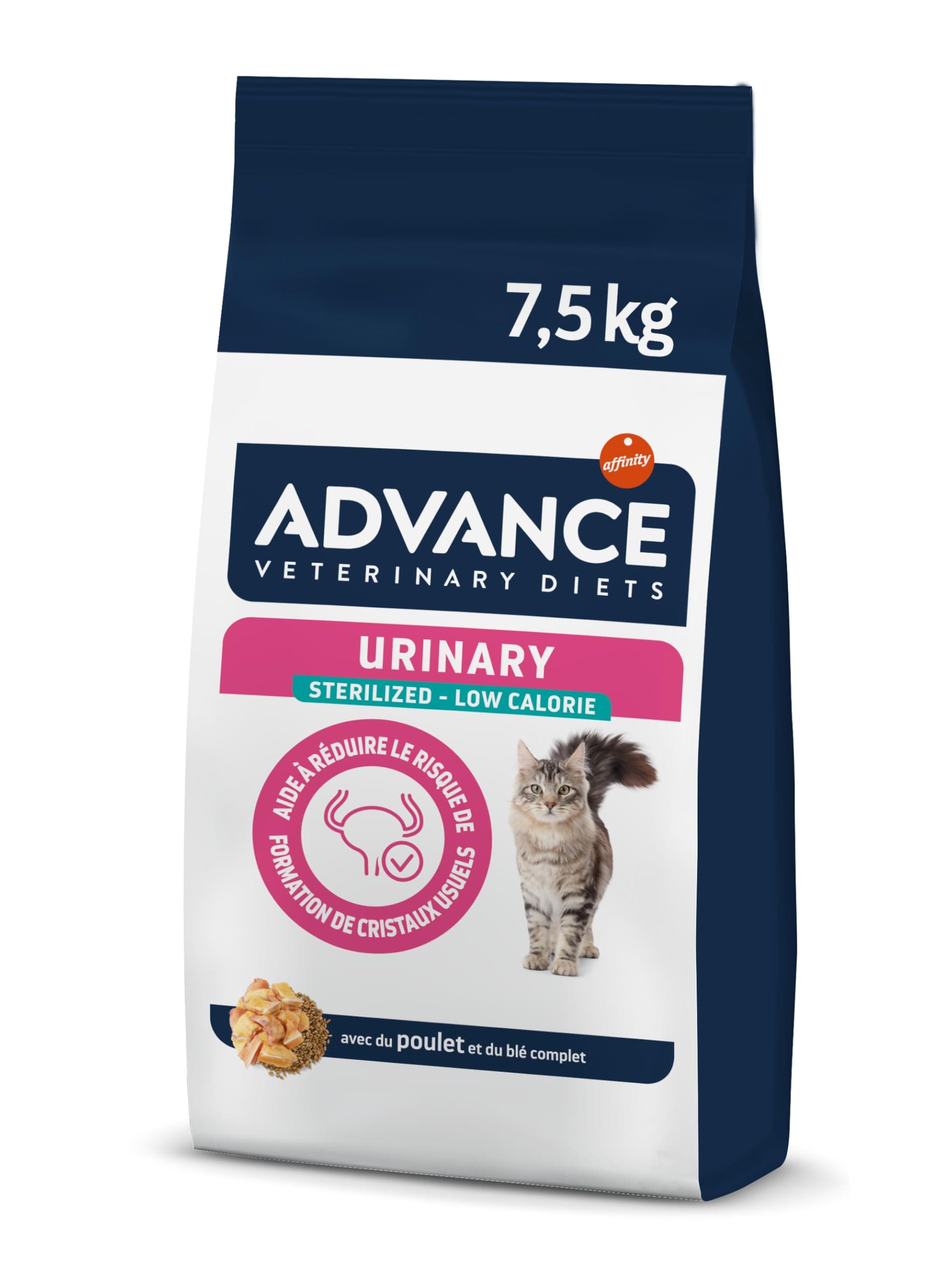 **Advance Veterinary Diets Métabolisme Urinaire Croquettes pour Chats 7,5 kg – Perte de poids & Santé Urinaire (Sac de 1