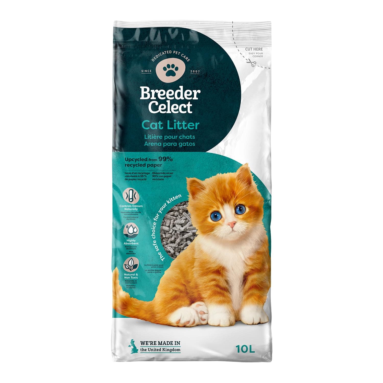 Litière Naturelle Breeder Celect (10L) 99% Papier Recyclé