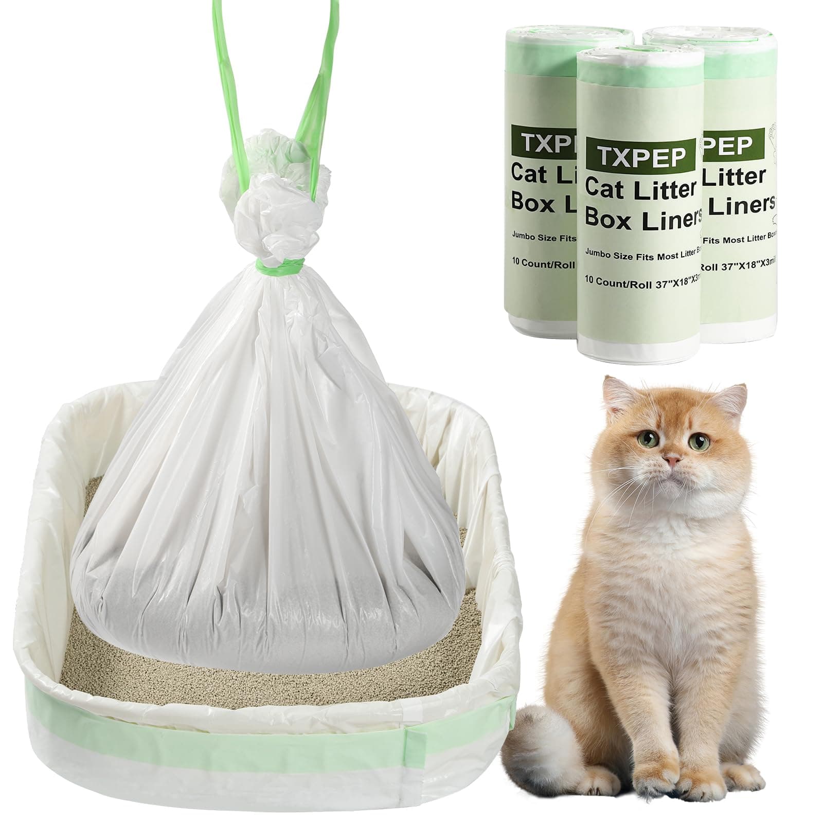 Sacs à litière Jumbo résistants aux déchirures - 94 x 45,7 cm - Lot de 30 extra larges pour nettoyage facile & propres -