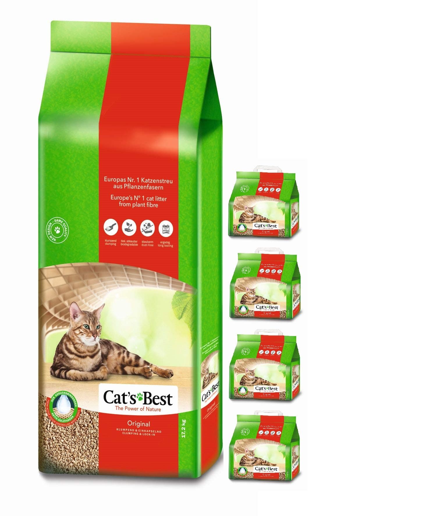Cat's Best Litière écologique sans parfum pour chats - 60 litres, anti-grumeaux, pour familles à plusieurs chats