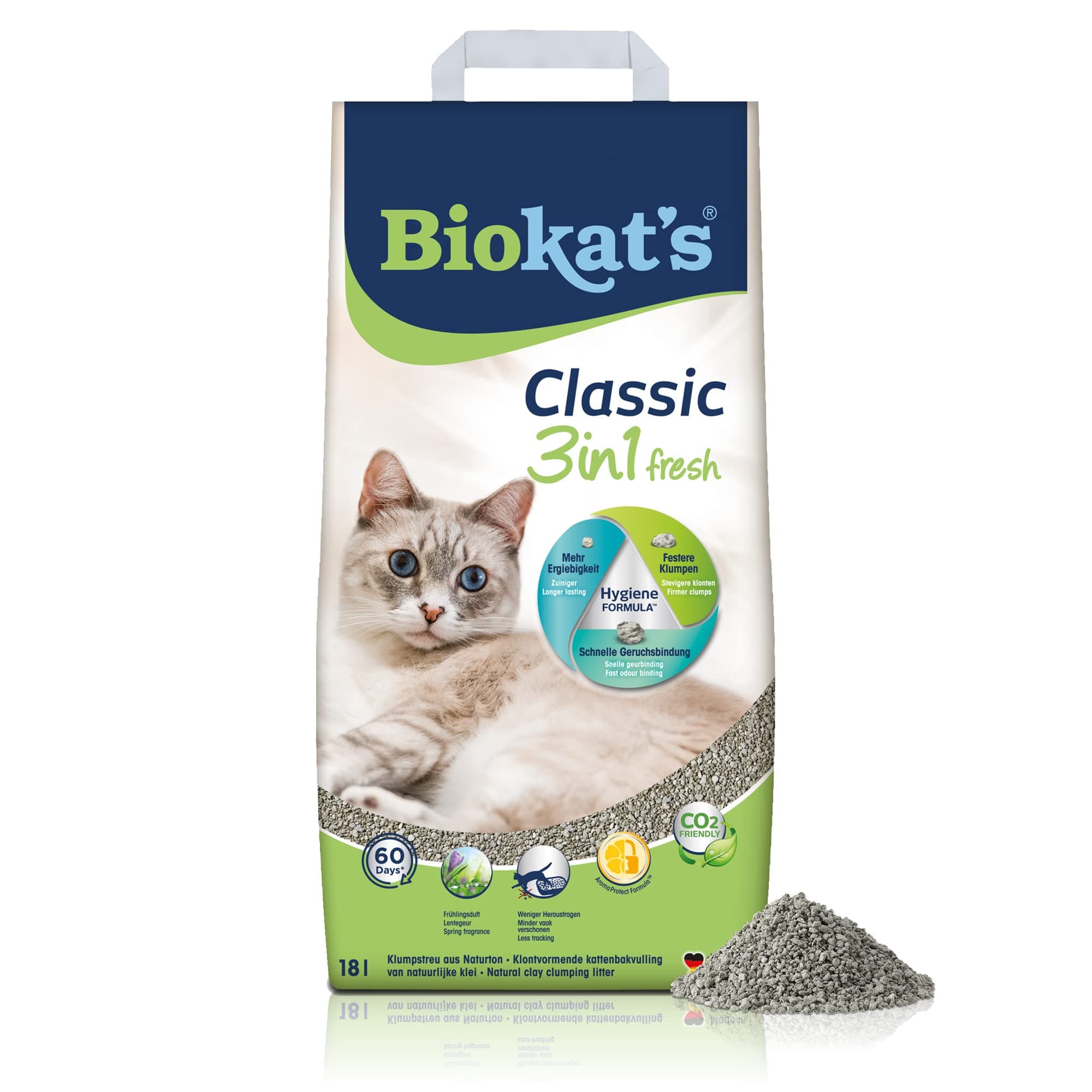 Biokat's Classic Fresh 3in1 parfum printemps - Litière pour chats agglomérante - Idéal pour tous les chats - 1 sac (1 à