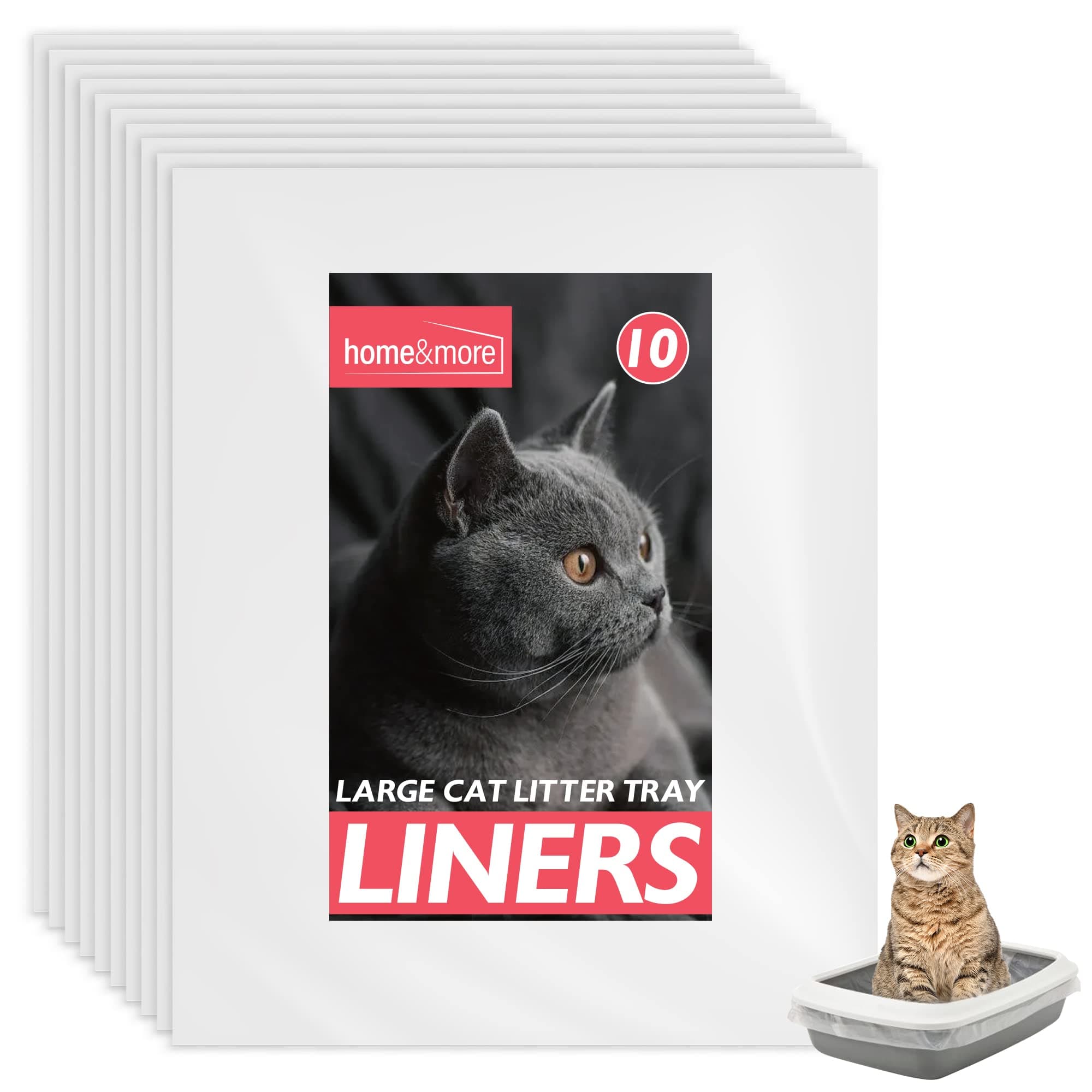 Sac à litière jetable XL pour chat - Lot de 10 - 56 x 70 cm - Litière jetable pour chat - Sac litière chat XL - Lot 10 s