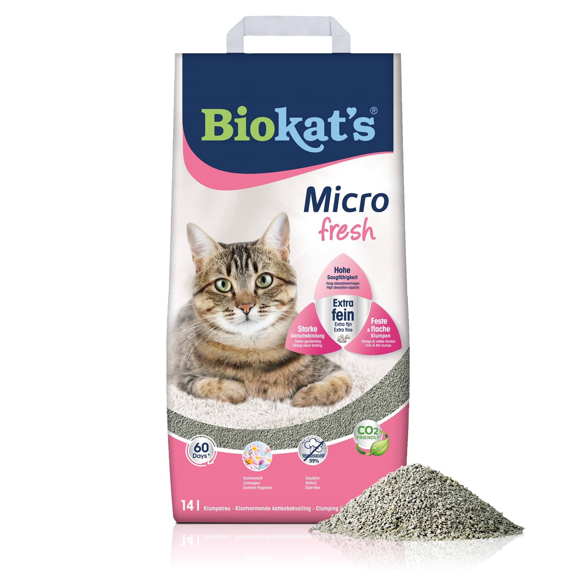 Biokat's Litière pour chat Micro fresh parfum d'été - Litière agglomérante en bentonite fine pour un rendement élevé - 1