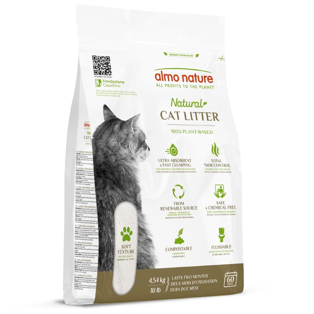 Almo nature - Litière pour chat naturelle --chatons et chats adults- toilettes intérieures--absorbante et sans allergène