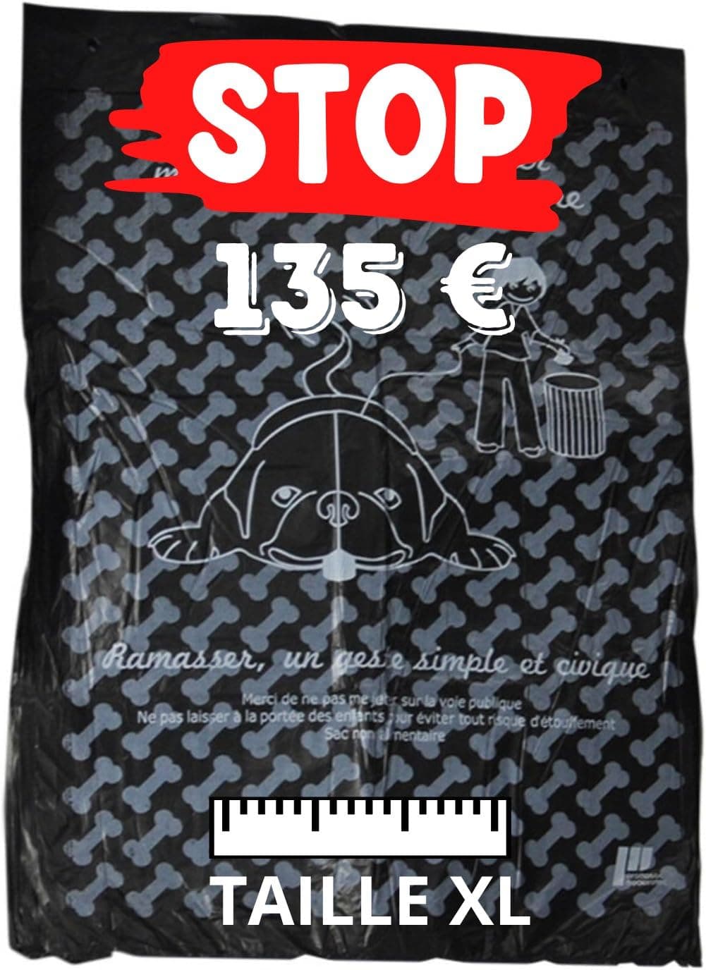Sac XXL Caca Pour Chien | Haute Résistance | Déjections Canines | Sachets Individuels 100 Sacs à Crottes | Evasione | Re