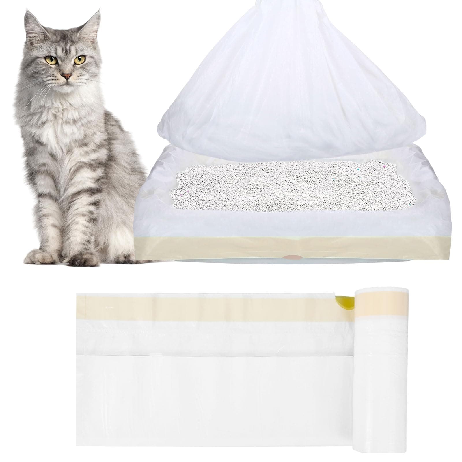 Sacs à litière XXL indéchirables hygiéniques - Lot de 20 sacs poubelle robustes pour chat avec cordon de serrage - Sacs